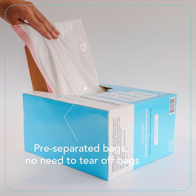13 Gallon Drawstring Trash Bags, Unscented 200 Count Tall Kichen Garbage Bags - Image 3
