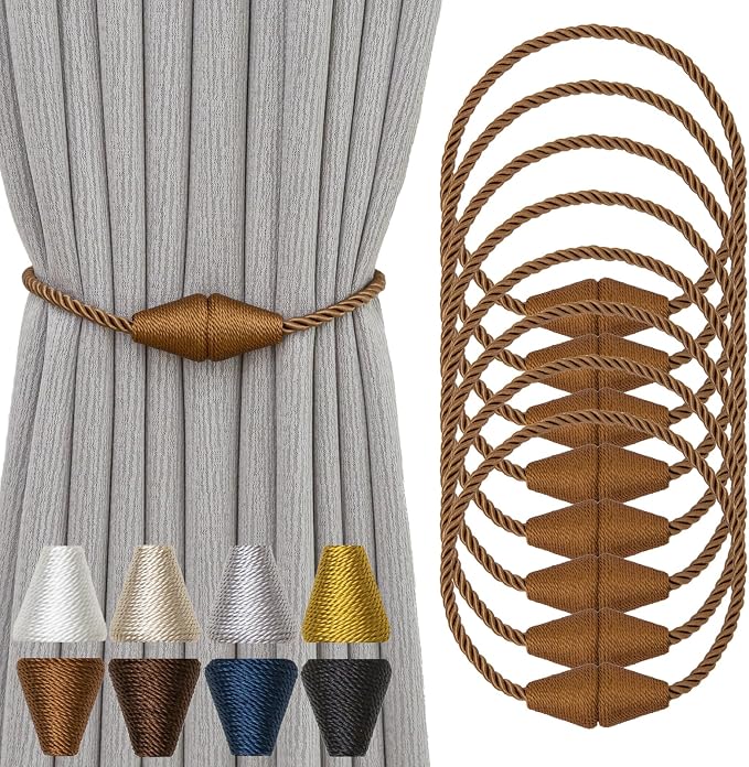 Magnetic Curtain Tiebacks 8 Pack Outdoor Rope Curtain Tie Backs Decorative by CurtainTiebacks