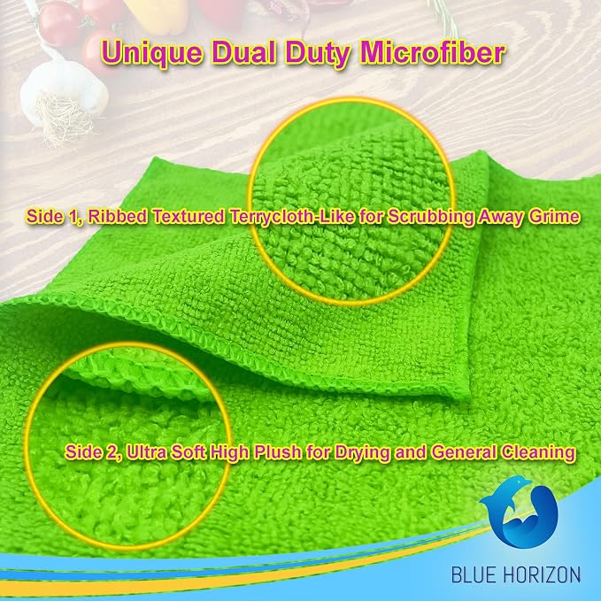 Blue Horizon Microfiber Cleaning Towels, Ultra Soft Plush Wash-Cloths, - Image 3