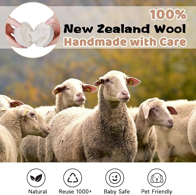 Wool Dryer Balls Laundry Reusable, Natural Eco-Friendly Fabric Softener Reduce - Image 4