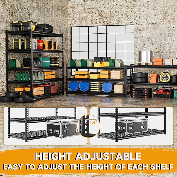 5-Tier 60" W X 24" D X 78" H Garage Shelving Metal Storage Shelves 3300LBS - Image 5