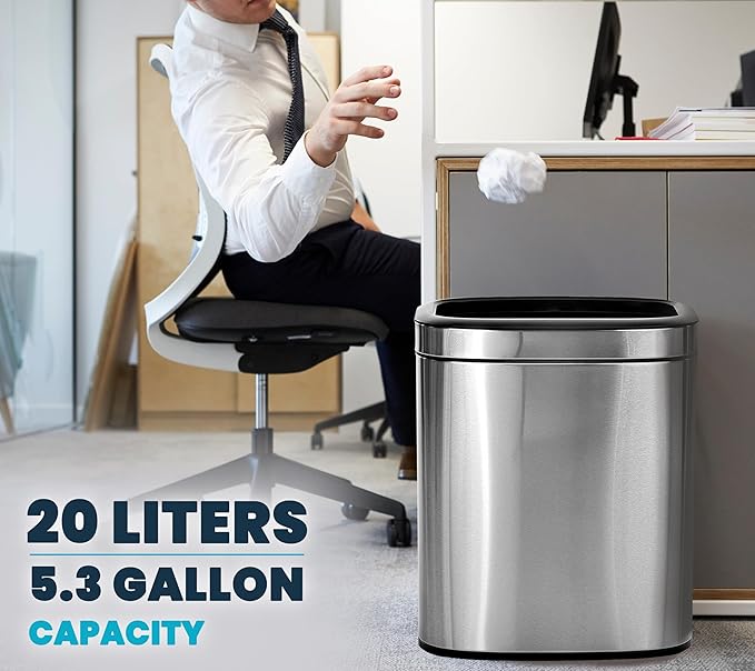 Alpine Stainless Steel Open Top Trash Can 5 Gallon - 20L Garbage Can - Image 6