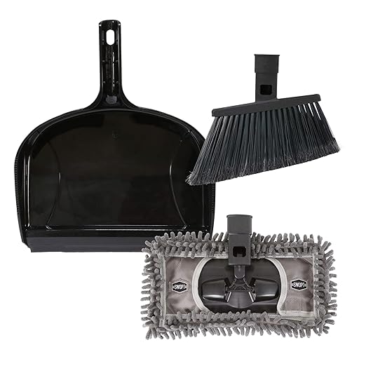 SWOPT Angled Broom Head + 12” Dust Mop Head + Plastic Dustpan – Multi-Surface by SWOPTCleaning