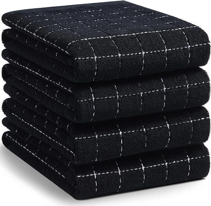 Homaxy 100% Cotton Terry Kitchen Towels, Checkered Designed, Soft and Super by Homaxy