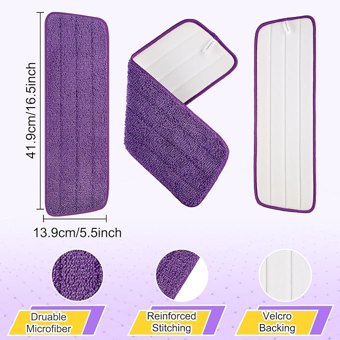 10 Pack 16.5 inch Reusable Mop Pads Microfiber Spray Mop Replacement Heads - Image 3