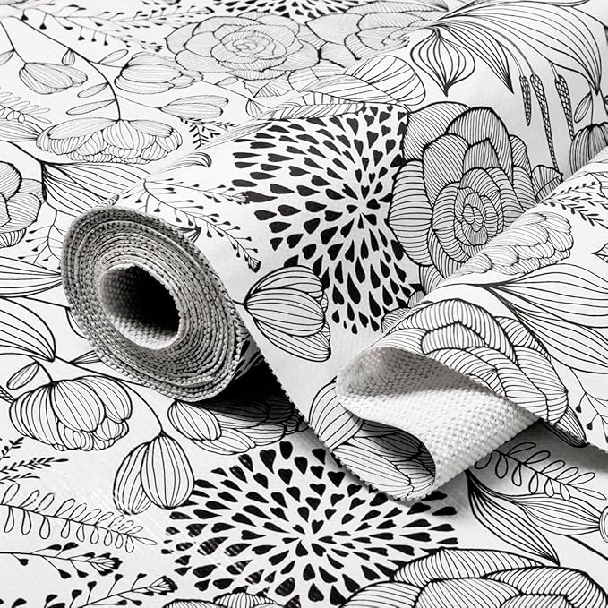 Floral Drawer and Shelf Liner for Kitchen 12IN x 20FT, Non-Adhesive and Strong by Amiitay