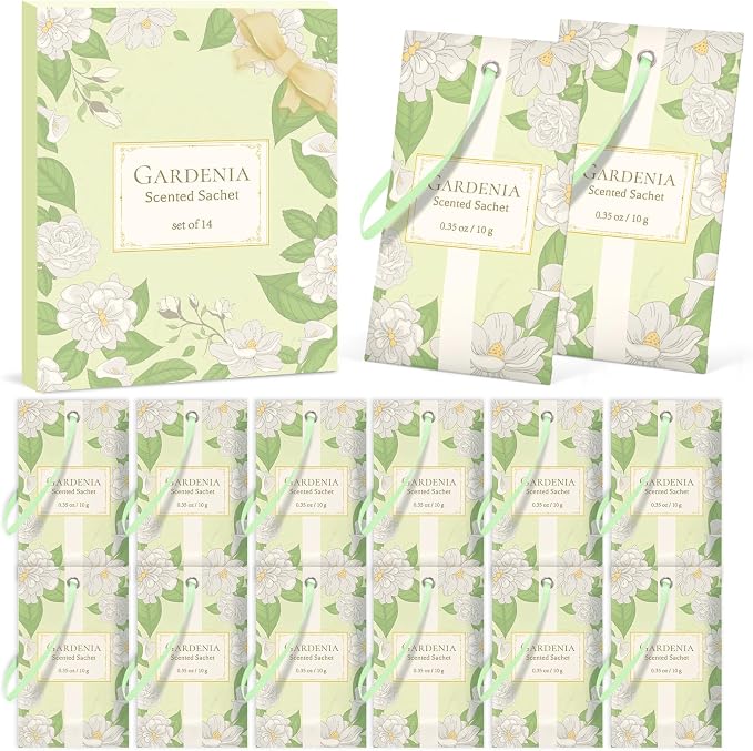 SCENTORINI Scented Sachets for Drawers and Closets, Gardenia Scent 14 Pack - Image 8