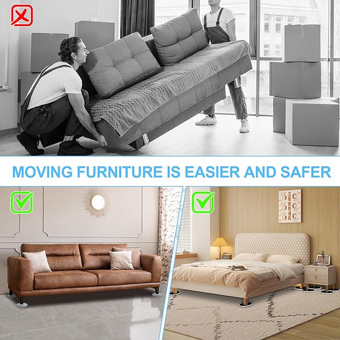 New Upgrade Furniture Movers Sliders, 8+8 Pack 5.8 * 4.3" Multi-Surface - Image 5