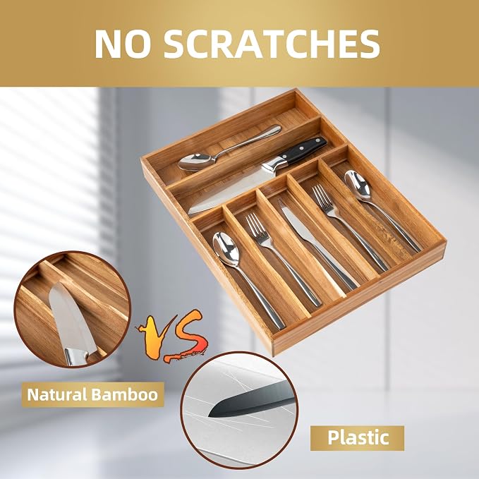 Silverware Organizer Kitchen Drawer Organizer Utensil Organizer Acacia - Image 4