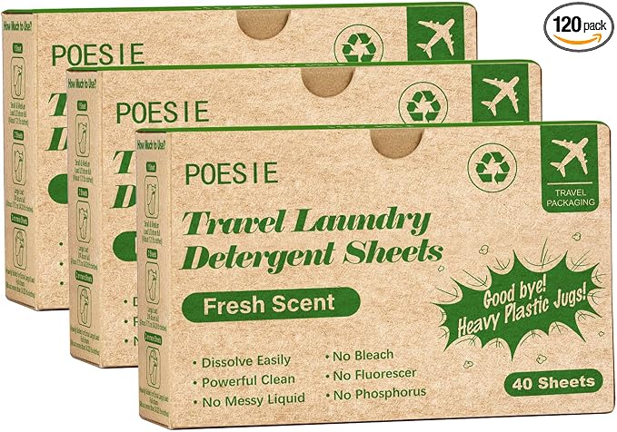 Poesie Travel Liquidless Laundry Detergent Sheets Portable Laundry Strips by Poesie