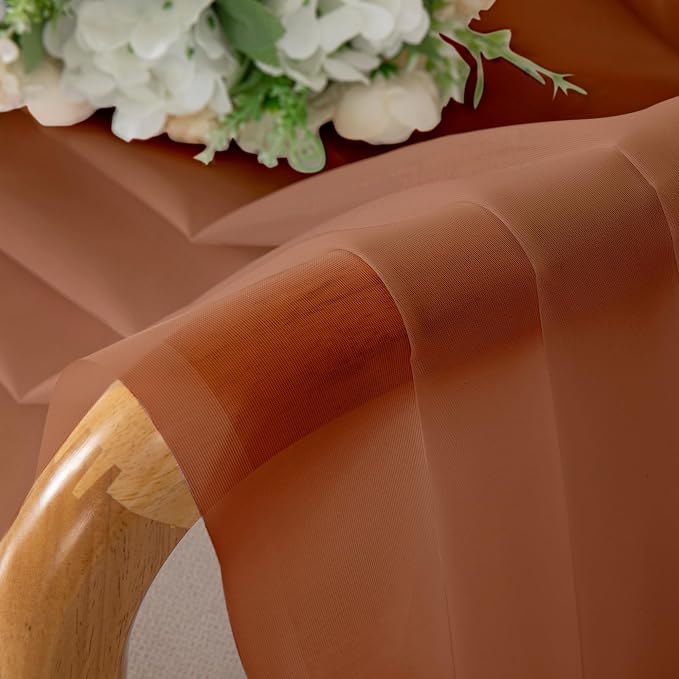 Chyhomenyc Orange Sheer Curtains 96 inches Long 2 Panels, Light Filtering Soft - Image 6