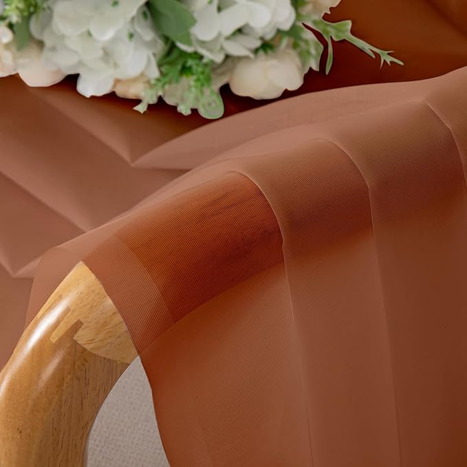 Chyhomenyc Burnt Orange Sheer Curtains 84 Inch Length 2 Panels, Light Filtering - Image 8