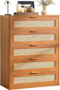 LEYAOYAO Dresser for Bedroom, Modern 5 Drawers Boho Rattan Dressers by LEYAOYAO-Findtheshiningpointofyourideallife%EF%BC%81