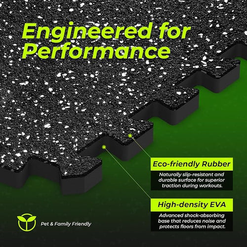 1/2in Thick 48 Sq Ft Rubber Top High Density EVA Foam Exercise Gym Mats - Image 2