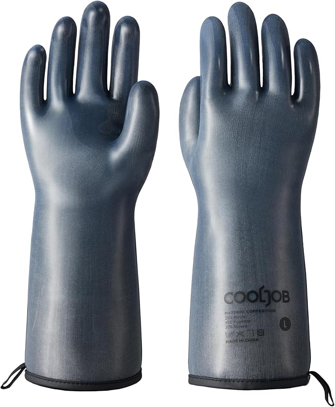 COOLJOB Heat Resistant Oven Gloves, Waterproof Liquid Silicone BBQ Grilling by COOLJOB