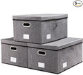 PRANDOM Storage Bins with Lids Linen Fabric Foldable Storage Boxes Organizer by Prandom