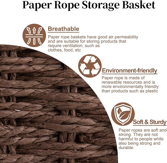 OIAHOMY Wicker Basket, Paper Shelf Basket - Image 3