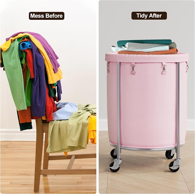 ELYKEN Laundry Basket with Wheels, 170L Rolling Laundry Hamper with Removable - Image 6