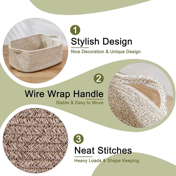 OIAHOMY Cotton Rope Baskets, Woven Baskets - Image 4