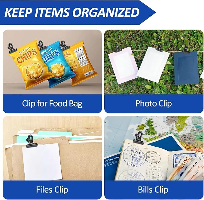 30 Pack Bulldog Clips 1.25 Inches Small Hinge Paper Clips Metal Hinge Clips - Image 6