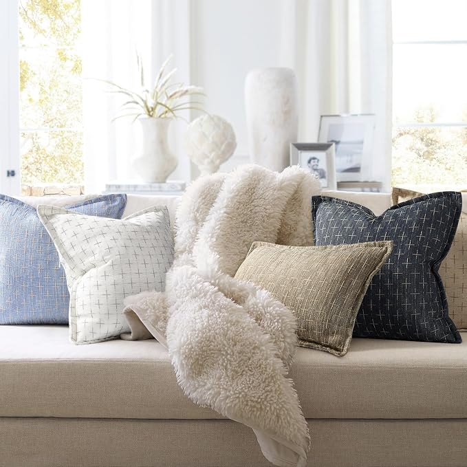 ZWJD Pillow Covers 16x16 Set of 2 Soft Polyester Textured Pillow Covers - Image 6