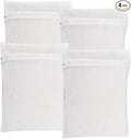 4-Piece White Medium Durable Organic Cotton Mesh Laundry Bags by NAHADS