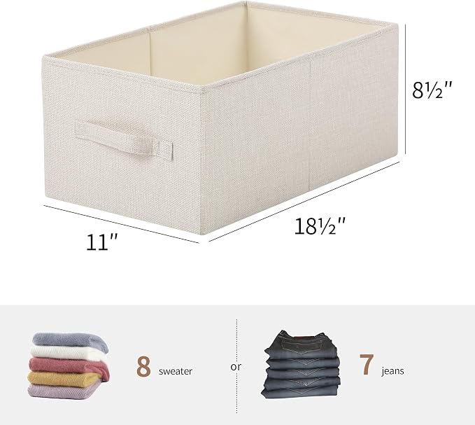 Linen Folding Storage Bins, 3 Pack Large Storage Baskets, Clothing Storage Bins - Image 2