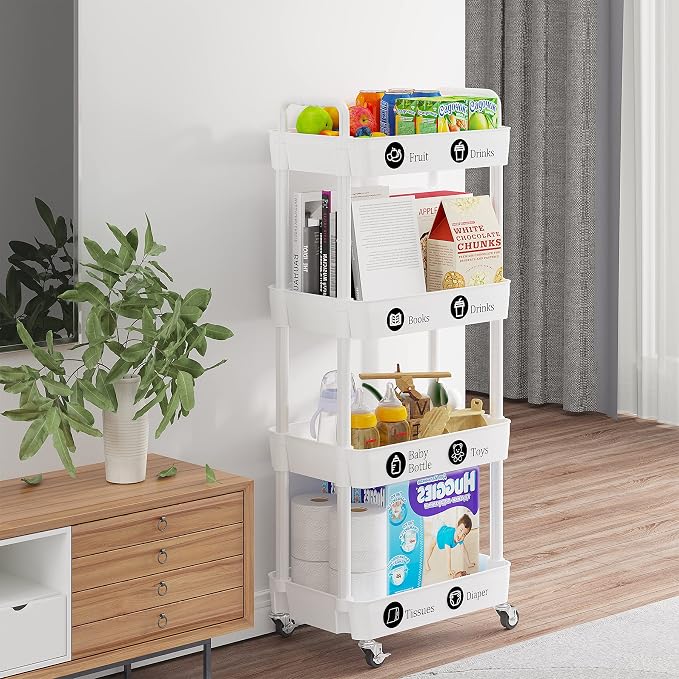 Laiensia 4-Tier Storage Cart, Mobile Shelving Unit Cart - Image 6