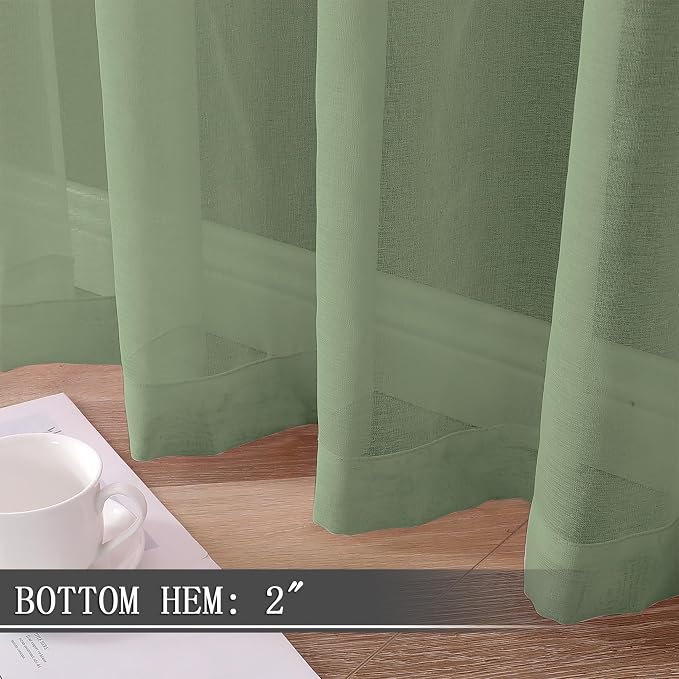 Tollpiz Sheer Curtains Bedroom Linen Textured Curtain Sheers Light Filtering - Image 4
