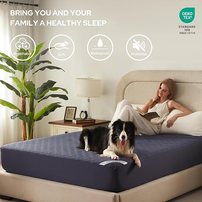 BEDLORE Waterproof Mattress Protector, Cal King Size Noiseless Mattress Pad - Image 3