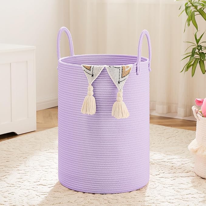Laundry Basket, Woven Cotton Rope Laundry Hamper, 80L by Artfeel
