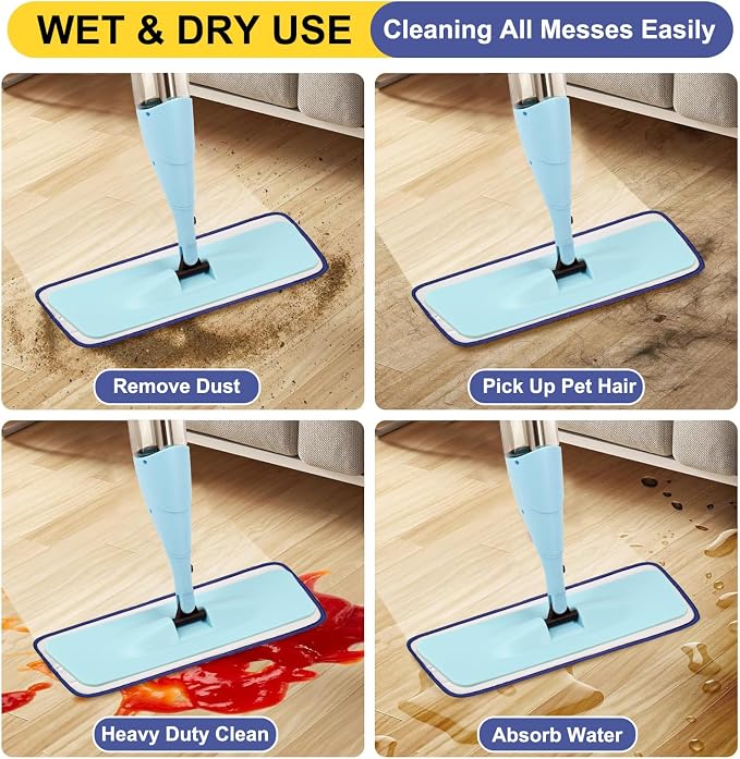 16.5 Inch Reusable Mop Pads Microfiber Spray Mop Replacement Heads - Image 6