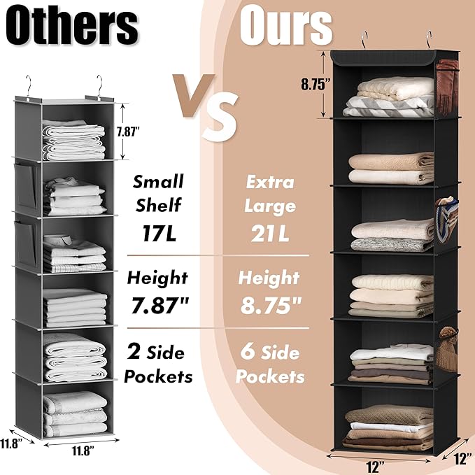 Simple Houseware 6 Shelf Hanging Closet Organizer - Image 4