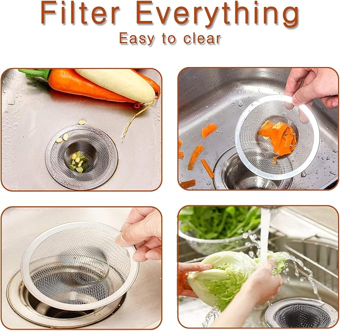 4pcs Heavy Duty Stainless Steel Slop Basket Filter Trap, 3.54" Top / 1.65" Mesh - Image 4