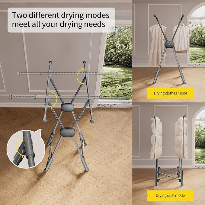 BIREN Clothes Drying Rack Heavy Duty Clothing Racks Extending Laundry Rack Two - Image 4