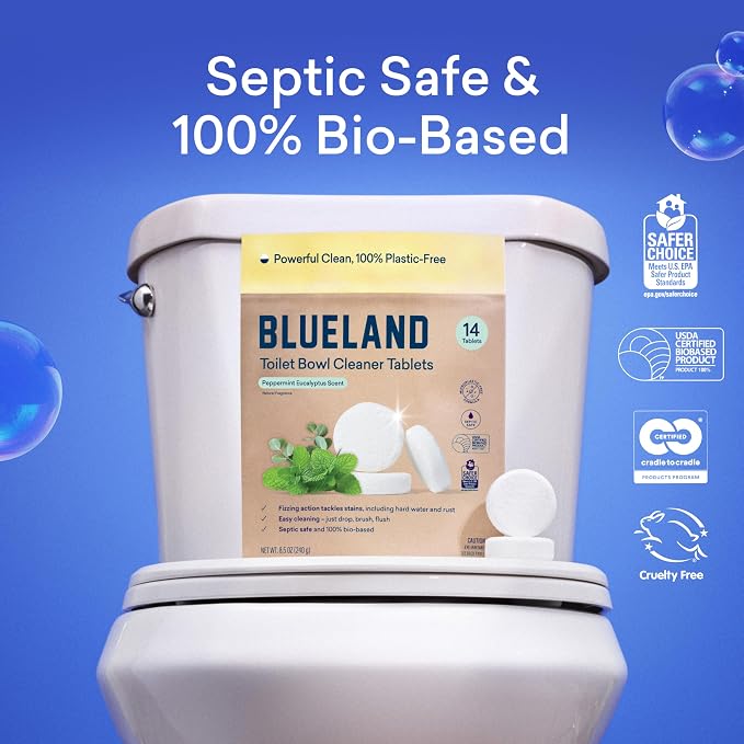 BLUELAND Toilet Bowl Cleaner Tablets, Peppermint Eucalyptus, Plastic-Free - Image 6