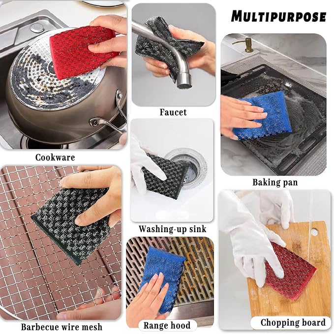 Steel Wool Scrubbers Dish Sponges Kitchen Scrubbing Pads Pot Scrubber - Image 4