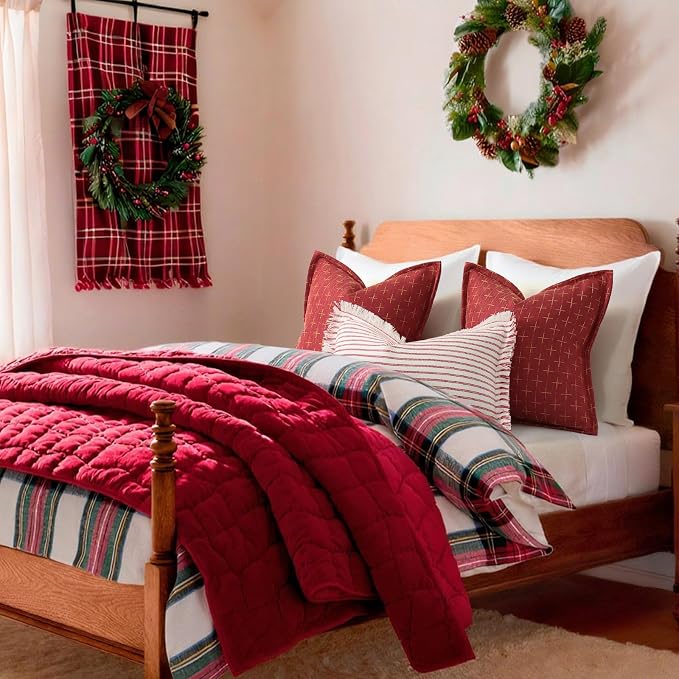 ZWJD Christmas Pillow Covers 16x16 Set of 2 Soft Polyester Textured Pillows - Image 6