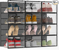 12 Pack XXX-Large Modular Clear Plastic Stackable Shoe Storage Organizer by FJFEOIYE
