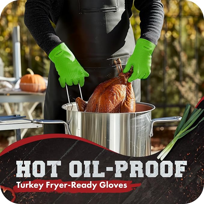 KITCHEN PERFECTION Silicone Smoker Oven Gloves -Extreme Heat Resistant BBQ - Image 5