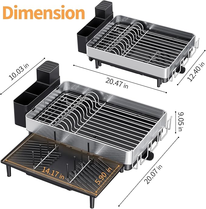 Expandable Dish Drying Rack for Kitchen Counter, 304 Stainless Steel Dish Rack - Image 8