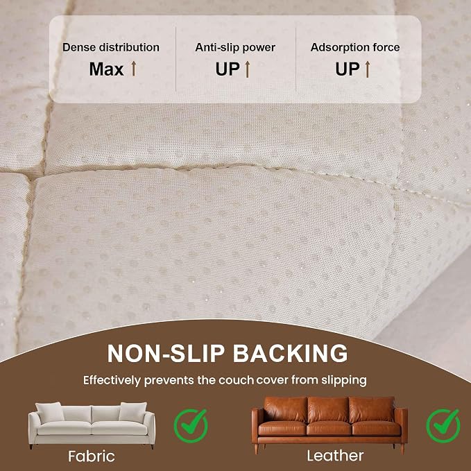 OTOB All Seasons Sofa Covers for 3 Cushion Couch Washable, Fuzzy Non Slip Kids - Image 6