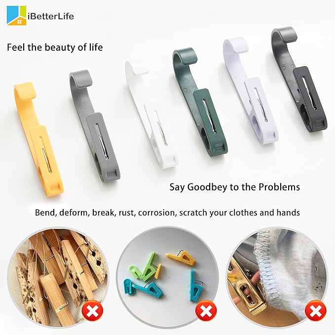 iBetterLife 4Pcs Laundry Hooks Clips Hanger - Image 6
