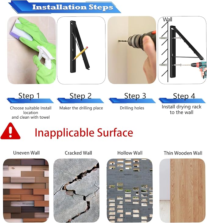 Dr.DJ Clothes Drying Rack Wall Mounted, Retractable & Foldable Clothes Hanger - Image 8