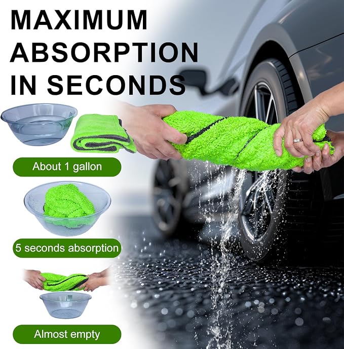 2 Pack XL Car Drying Towel – 1300GSM Ultra Absorbent Microfiber, Twisted Loop - Image 6