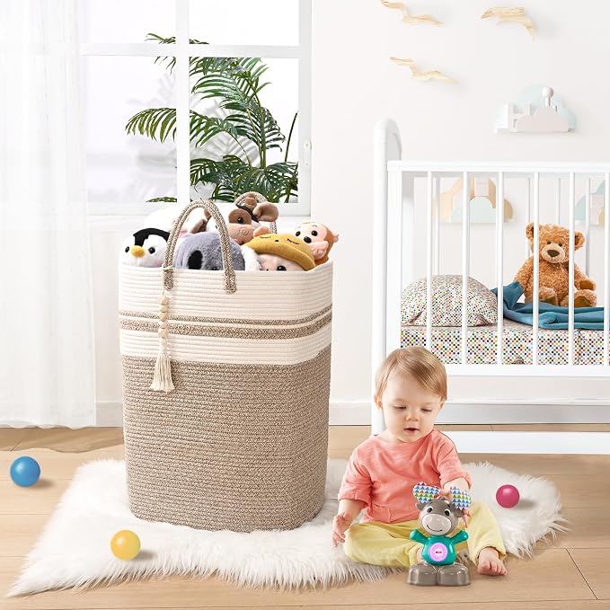 Woven Laundry Basket for Clothes, 80 L Large Rectangle Laundry Hampers - Image 5
