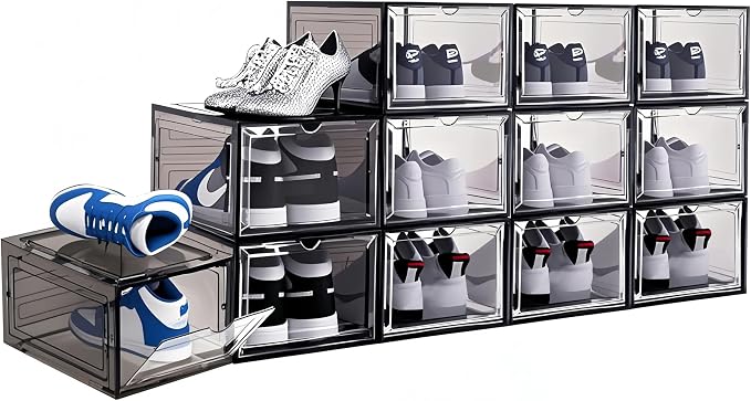 Upgraded Shoe Storage Organizer 6 Pack Clear Plastic Stackable Shoe Box - Image 6