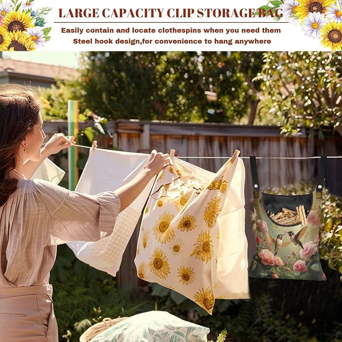 Clothespin Bag, Laundry Hanging Bag Fits Clothes Lines - Image 5