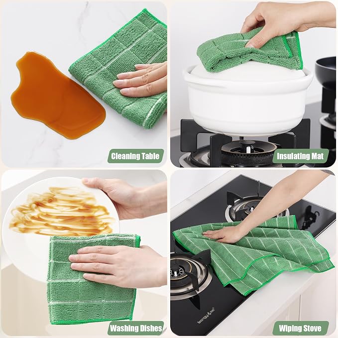 Homaxy Microfiber Kitchen Towels and Dishcloths Set, 12 Pack Soft and Absorbent - Image 5