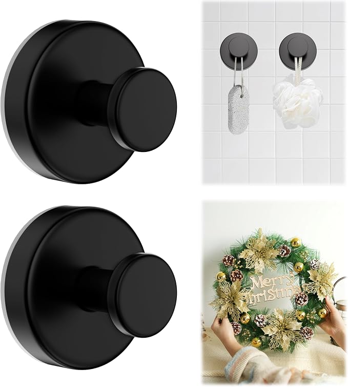 Suction Cup Hooks for Shower, Removable No Drill Towel Hooks, Upgraded 15 lbs by Unknown